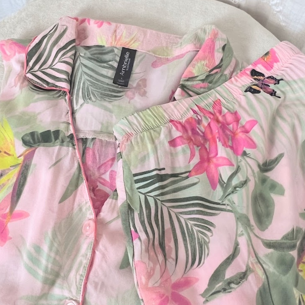 Ambrielle 100% Rayon Floral Sleepwear/Lounge Set - Picture 12 of 12